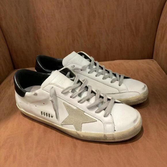 Golden Goose White and Gray Distressed Sneakers - Picture 1 of 4